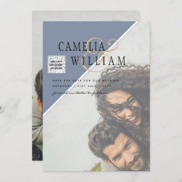 Convite de casamento FOTO moderno CÓDIGO QR RSVP A