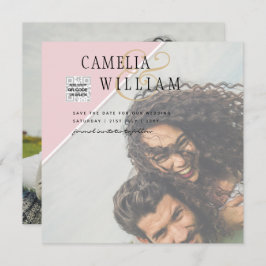 Convite de casamento FOTO moderno CÓDIGO QR RSVP B