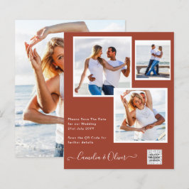 Convite de casamento FOTO moderno CÓDIGO QR RSVP C