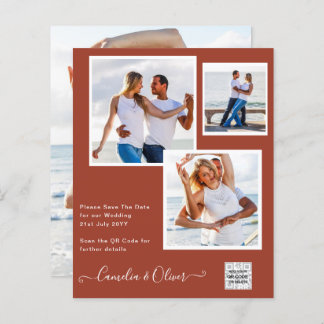 Convite de casamento FOTO moderno CÓDIGO QR RSVP C