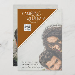 Convite de casamento FOTO moderno CÓDIGO QR RSVP C