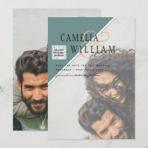 Convite de casamento FOTO Moderno CÓDIGO QR Rsvp V