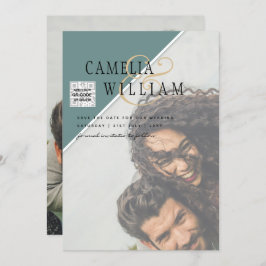 Convite de casamento FOTO Moderno CÓDIGO QR Rsvp V