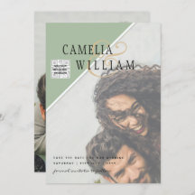 Convite de casamento FOTO Moderno CÓDIGO QR Rsvp V