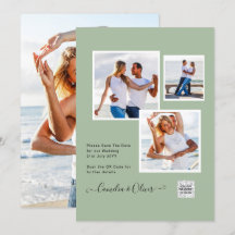 Convite de casamento FOTO Moderno CÓDIGO QR Rsvp V