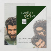 Convite de casamento FOTO Moderno CÓDIGO QR Rsvp V