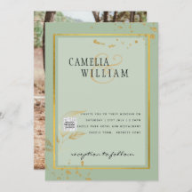 Convite de casamento FOTO Moderno CÓDIGO QR Rsvp V