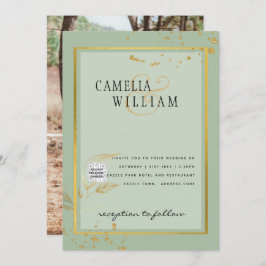 Convite de casamento FOTO Moderno CÓDIGO QR Rsvp V