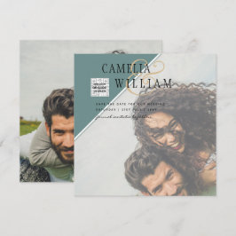 Convite de Casamento FOTO Moderno com QR CODE Rsvp