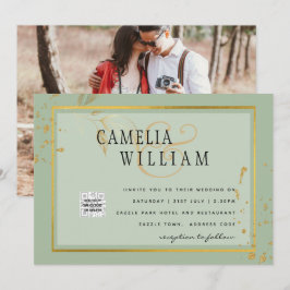 Convite de Casamento FOTO Moderno com QR CODE Rsvp