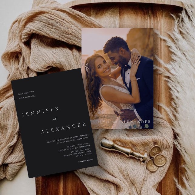 Convite de Casamento Foto Moderno Elegante (Elegant Modern Photo Wedding Invitation)