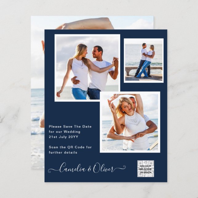 CONVITE DE CASAMENTO FOTO ORÇAMENTAL CÓDIGO QR RSV (Frente/Verso)