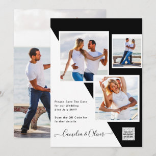 Convite de Casamento Foto Preto Branco Código QR S