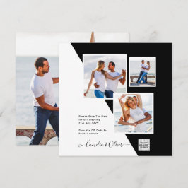 Convite de Casamento Foto Preto Branco Código QR S