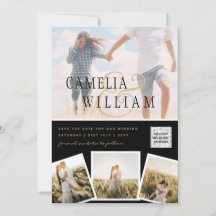 Convite de Casamento FOTO Preto Branco QR CODE Sal