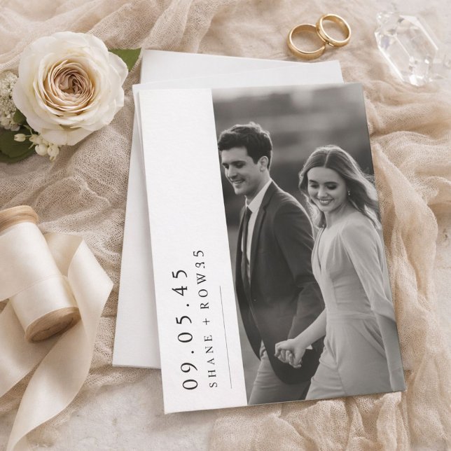 Convite de Casamento Foto Preto e Branco Elegante (Criador carregado)