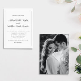 Convite de Casamento Foto Preto e Branco Elegante