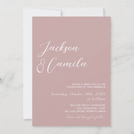 Convite de Casamento Foto Rosa Poeirenta Elegante 