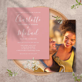 Convite de Casamento Foto Script Rosa Poeirento Or