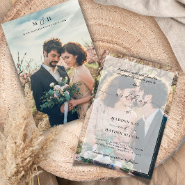 Convite de Casamento Foto Simples Preto e Branco c