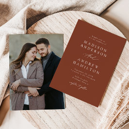 Convite de Casamento Foto Terracota com Caligrafia