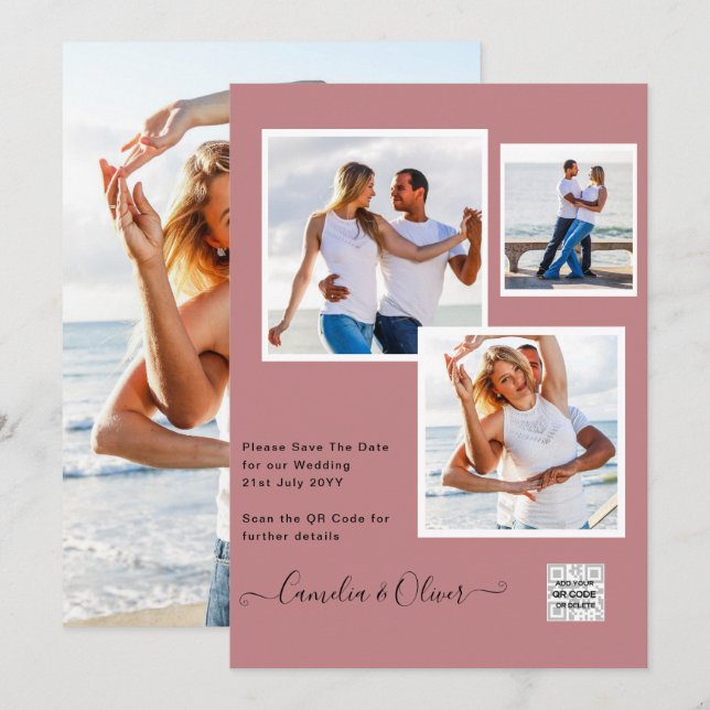 Convite de Casamento FOTOGRAFIA Moderna com QR COD (Frente/Verso)