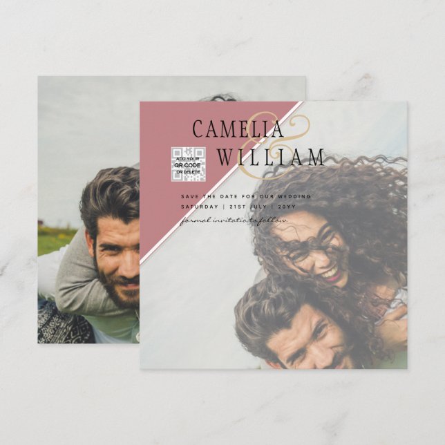 Convite de Casamento FOTOGRAFIA Moderna com QR COD (Frente/Verso)