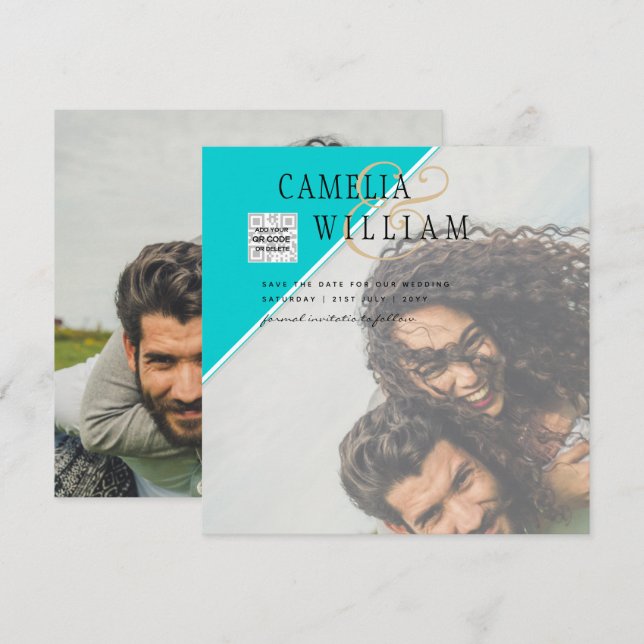 Convite de Casamento FOTOGRAFIA Moderna com QR COD (Frente/Verso)
