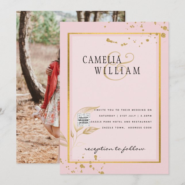 Convite de Casamento FOTOGRAFIA Moderna com QR COD (Frente/Verso)