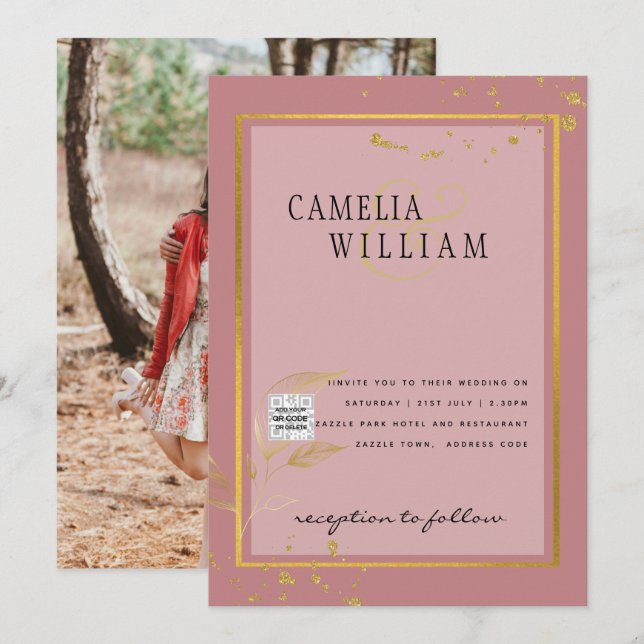 Convite de Casamento FOTOGRAFIA Moderna com QR COD (Frente/Verso)