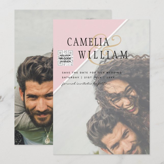 Convite de Casamento FOTOGRAFIA Moderno com QR COD (Frente/Verso)