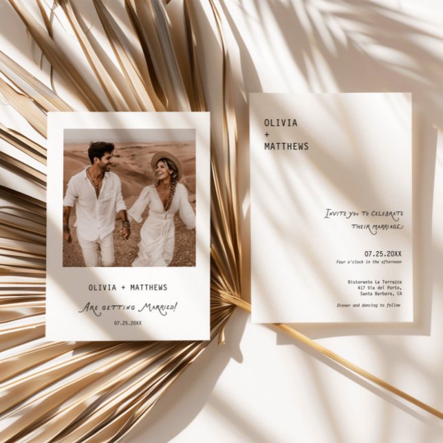 Convite de Casamento Fotográfico Caprichoso Modern (whimsical wedding invite, photo wedding invitation, minimalist wedding invite, modern wedding invita)