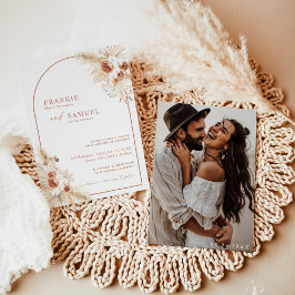 Convite de casamento Fotográfico de Boho Terracott