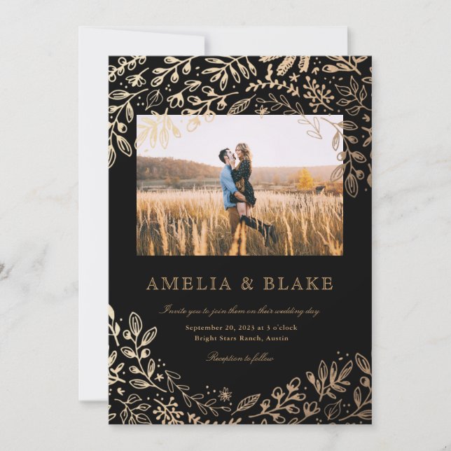 Convite De Casamento Fotográfico De Colheita De Fl (Frente)