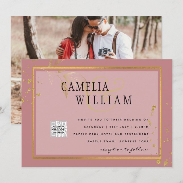 Convite de Casamento FOTOGRÁFICO ECONÔMICO Save th (Frente/Verso)