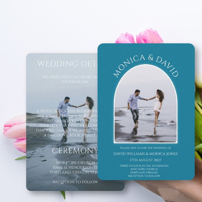 Convite de Casamento Fotográfico Estilo Arco Azul  (Criador carregado)