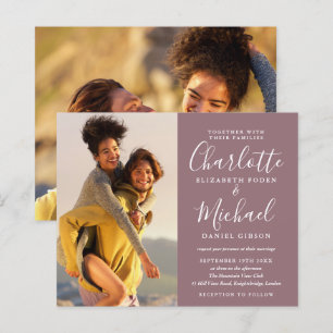 Convite de Casamento Fotos Script Mauve Orçamento