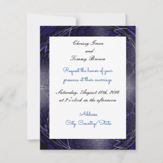 Convite de Casamento Fractal Azul Moderno
