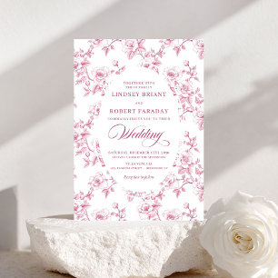 Convite de Casamento Francês Toile de Jouy Rosas R