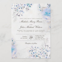 Convite de casamento Fresco de Boho Floral Azul Cl