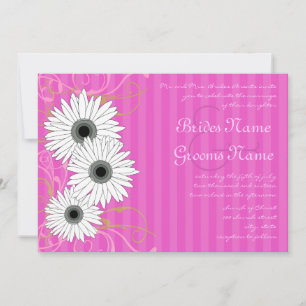 Convite de Casamento Fuchsia Daisy