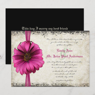Convite de Casamento Fuchsia Gerber Daisy