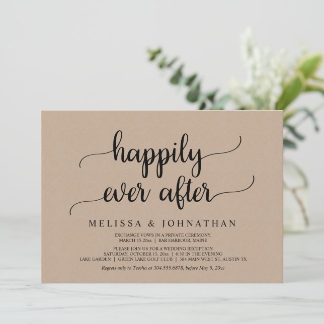 Convite de Casamento Fuga Romântica Feliz para Sem (Em pé/Frente)