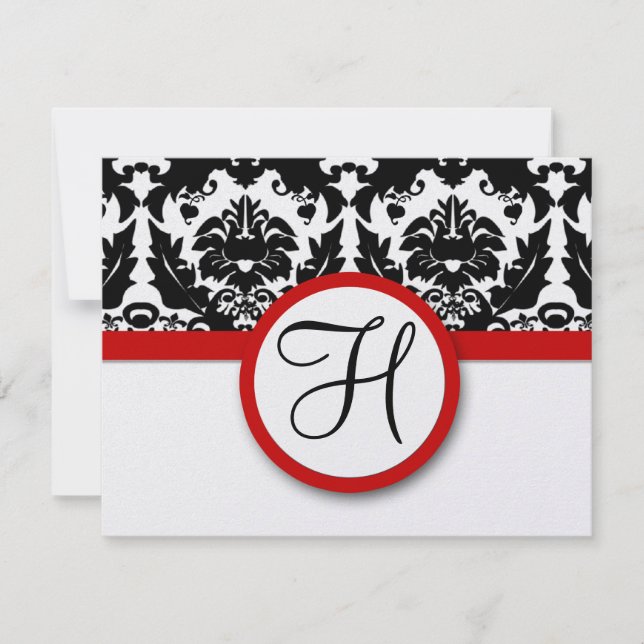 Convite de Casamento Funky & Fun Preto Damasko com (Frente)