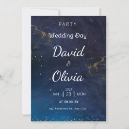 Convite de Casamento Futurístico Azul