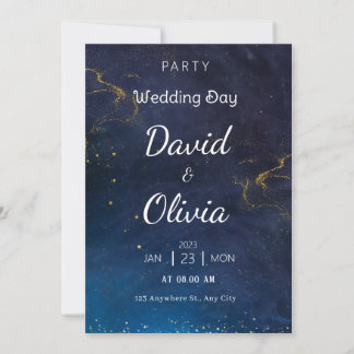 Convite de Casamento Futurístico Azul