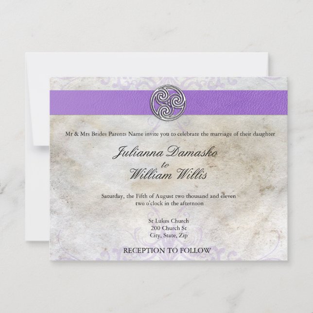 Convite de casamento Gaélico Céltico Irlandês Tris (Frente)