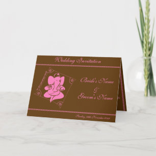 Convite de Casamento Ganesha Chocolate Rosa