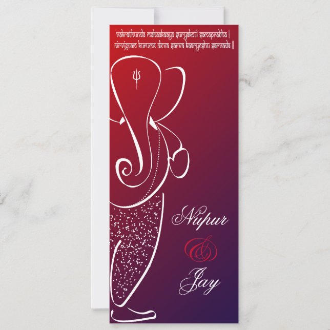 Convite de Casamento Ganesha :: Vermelho Cereja (Frente)