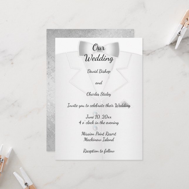 Convite de casamento gay elegante mas simples (Frente/Verso In Situ)